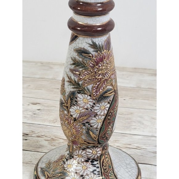 Porcelain‎ Chinese Floral Hand Painted Vintage Candlestick Holder Asian Flowers - Picture 3 of 11